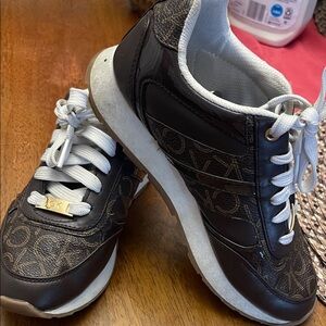Coach Brown Signature Logo Sneakers with White Soles
